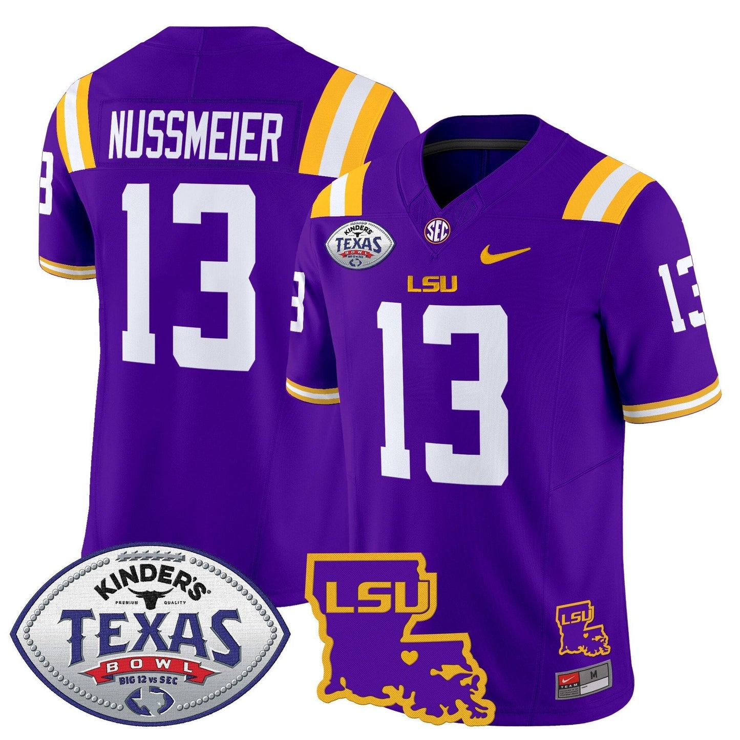 LSU 2024 Texas Bowl Patch Vapor Limited Jersey - All Stitched