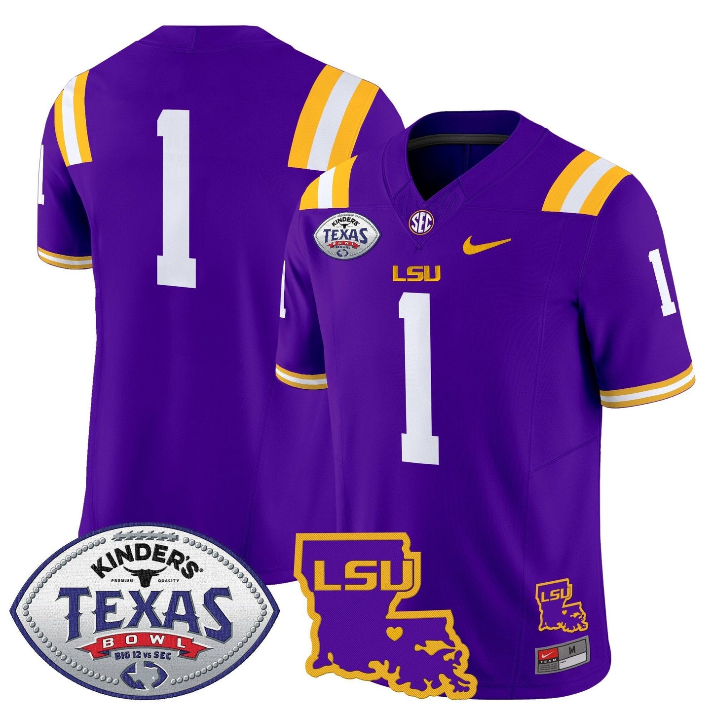 LSU 2024 Texas Bowl Patch Vapor Limited Jersey - All Stitched