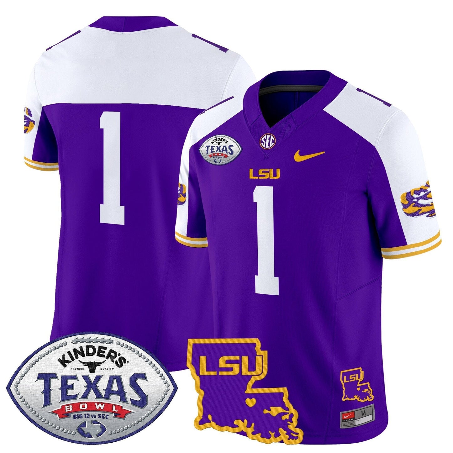 LSU 2024 Texas Bowl Patch Vapor Limited Jersey - All Stitched