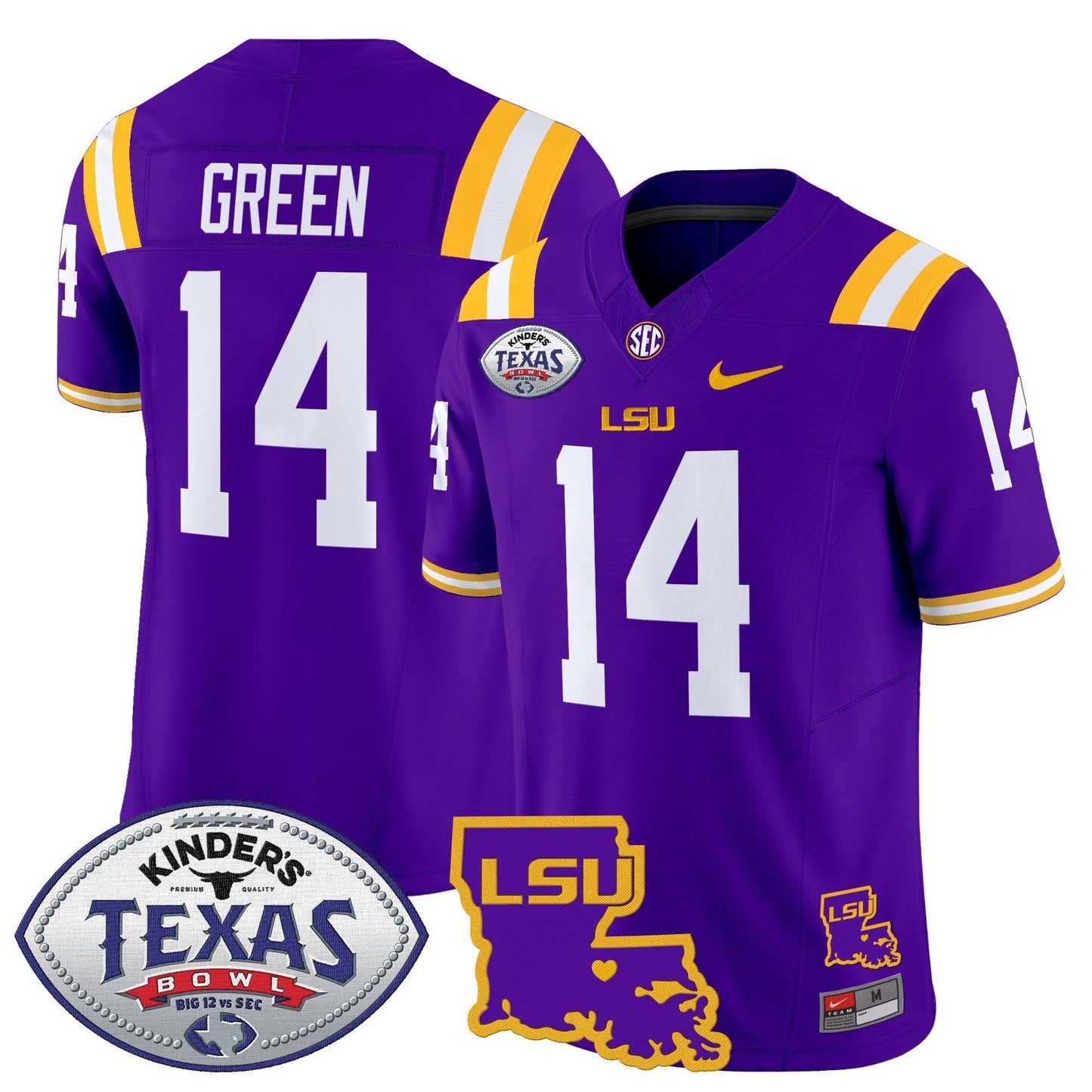 LSU 2024 Texas Bowl Patch Vapor Limited Jersey - All Stitched