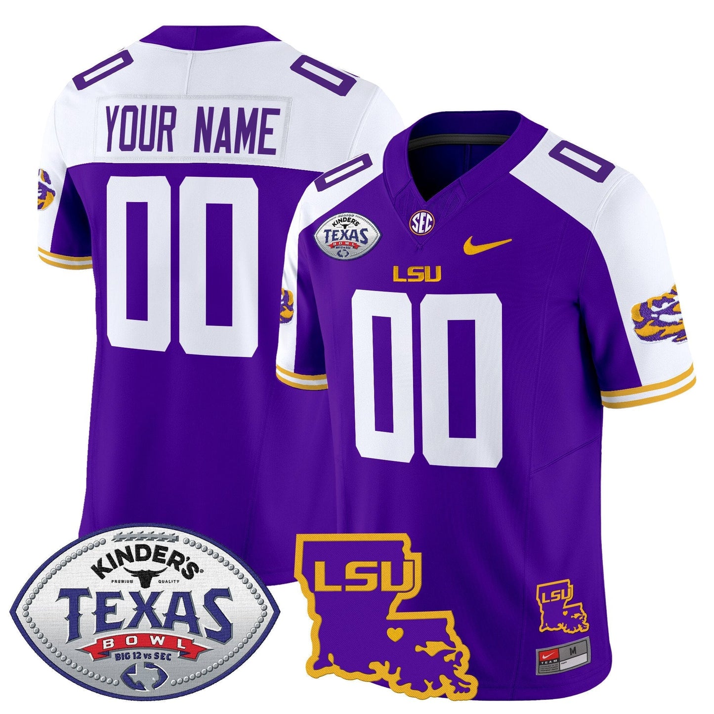 LSU 2024 Texas Bowl Patch Vapor Limited Custom Jersey - All Stitched