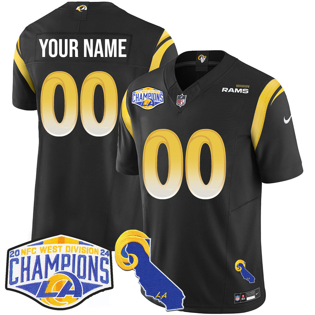 Custom Gender/Name LAR 2024 NFC West Division Champions Jersey N1 - All Stitched
