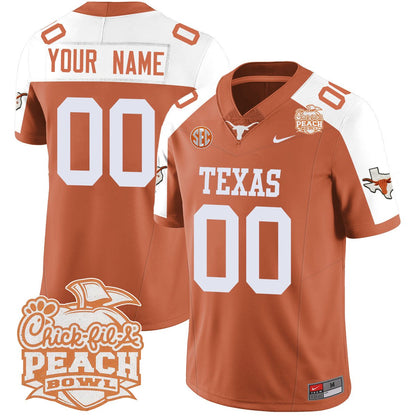 Custom TEX 2024 Peach Bowl Jersey - All Stitched