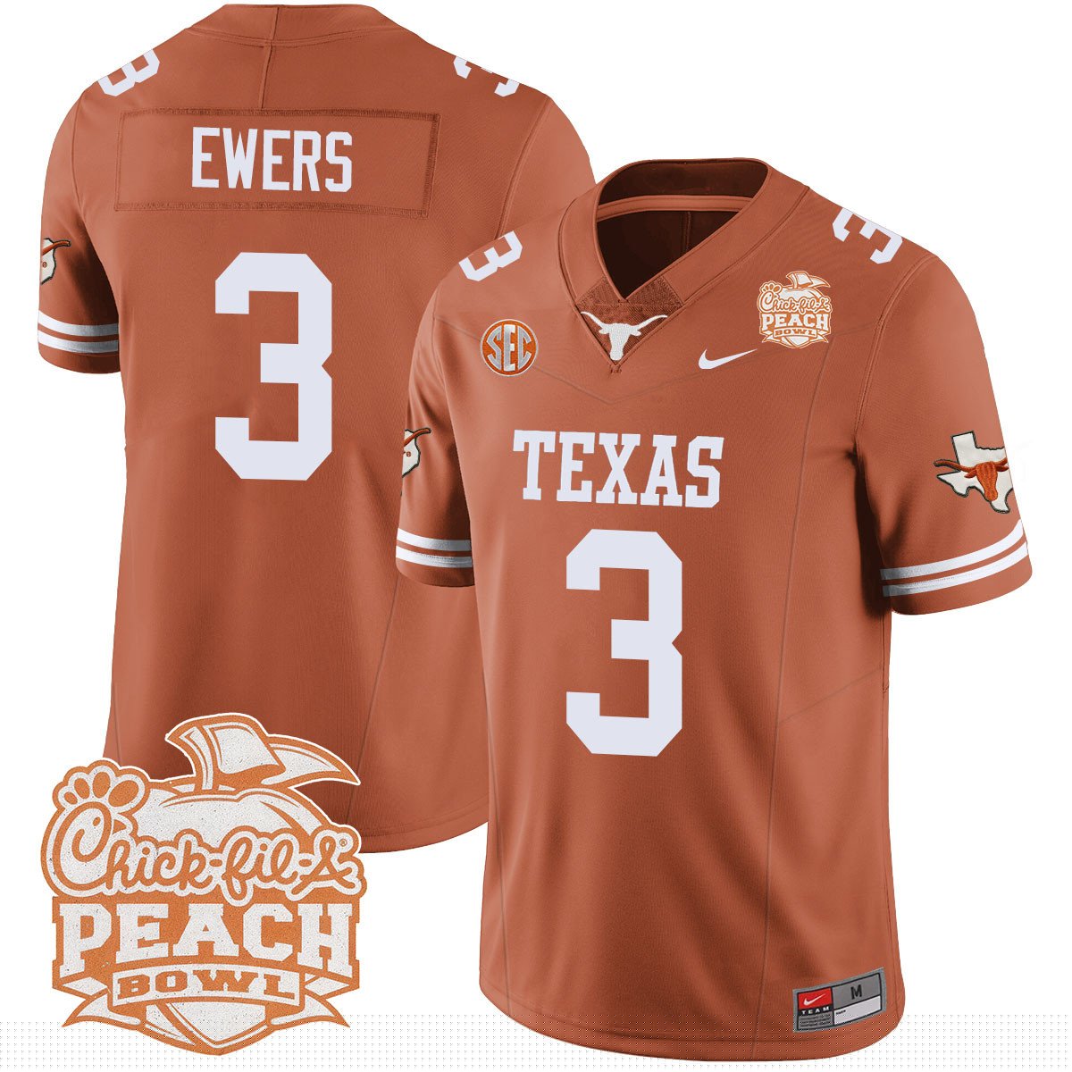 TEX 2024 Peach Bowl Jersey - All Stitched