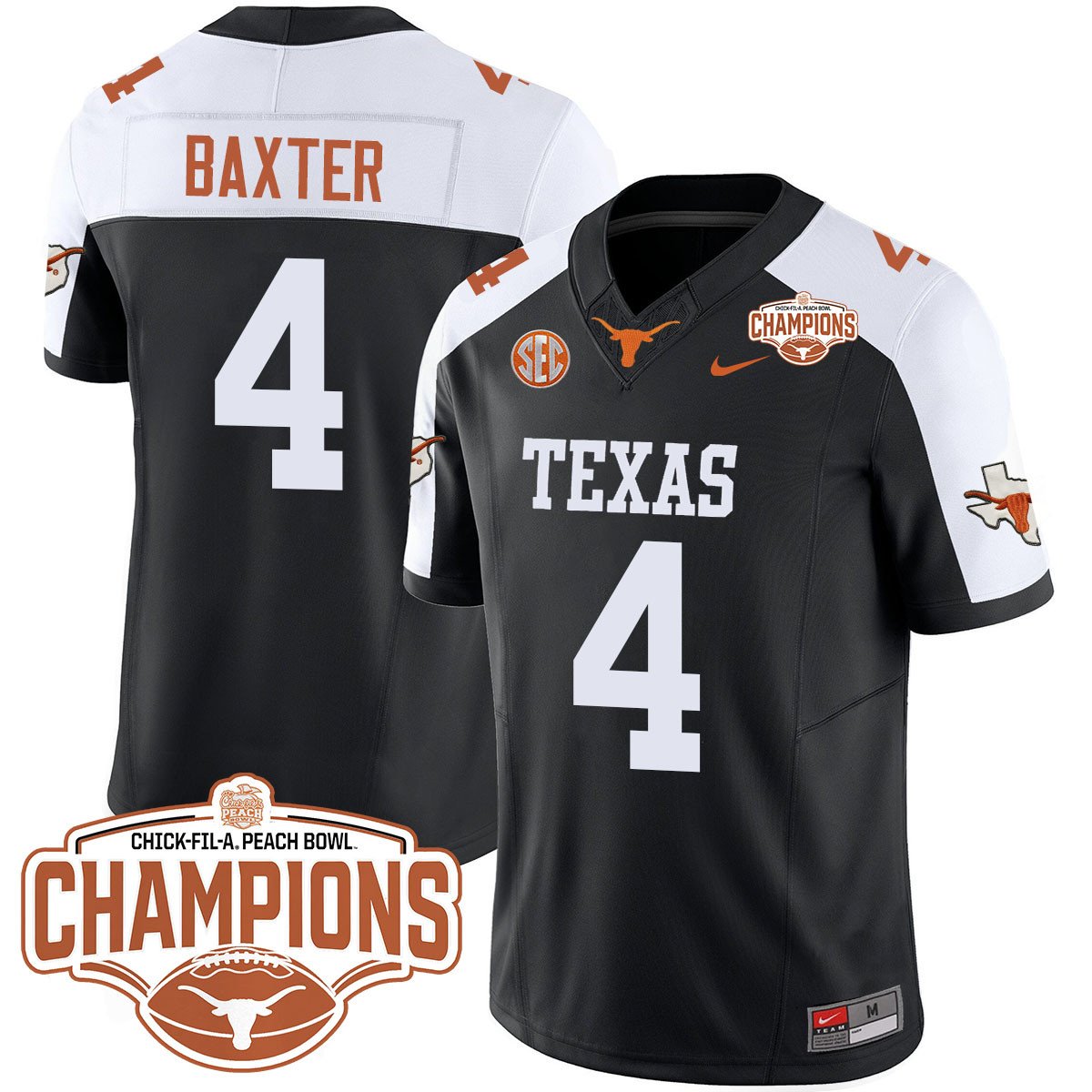 TEX 2024 Peach Bowl Champions Jersey - All Stitched