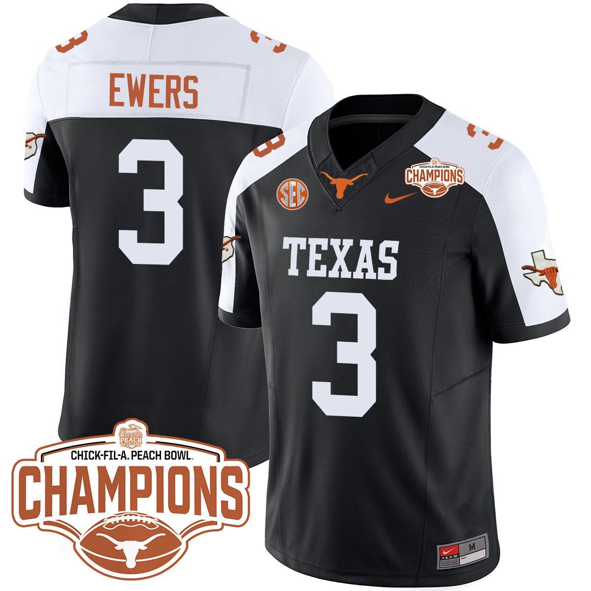 TEX 2024 Peach Bowl Champions Jersey - All Stitched