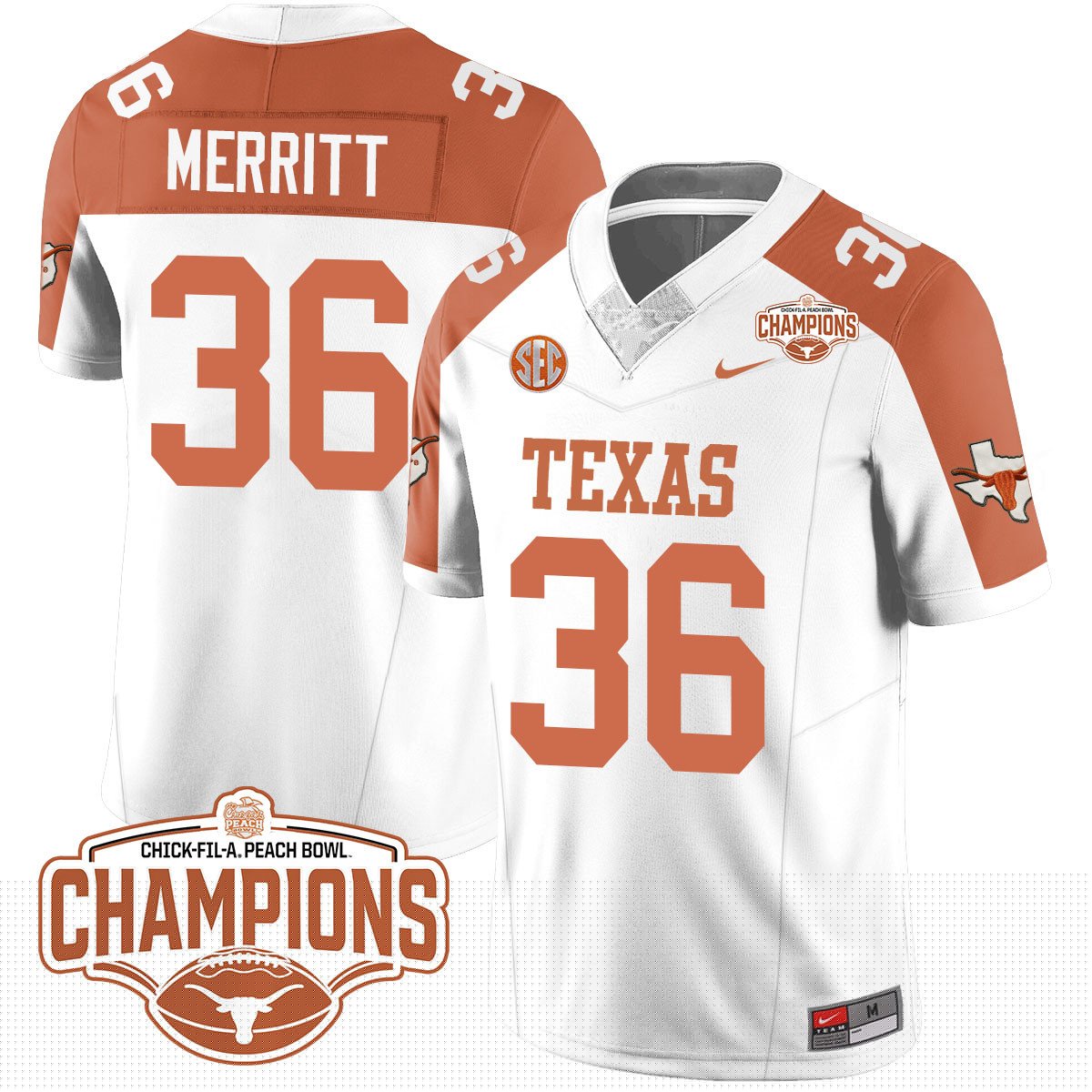 TEX 2024 Peach Bowl Champions Jersey - All Stitched