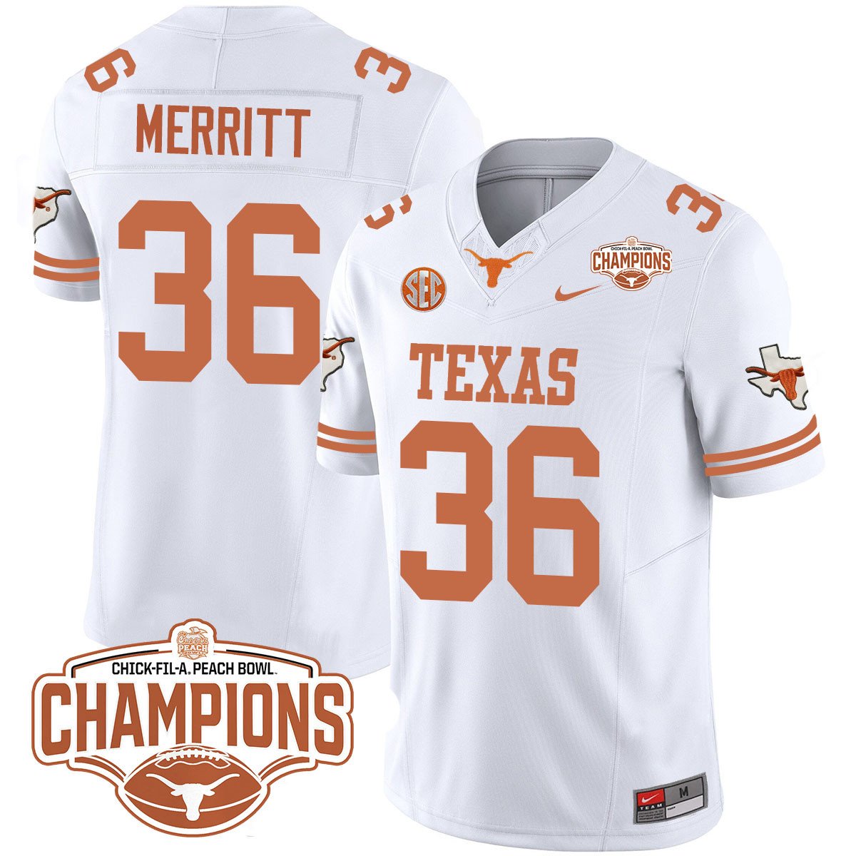 TEX 2024 Peach Bowl Champions Jersey - All Stitched