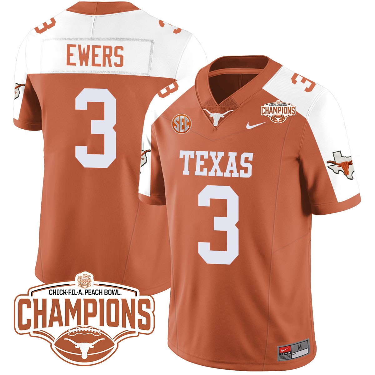 TEX 2024 Peach Bowl Champions Jersey - All Stitched