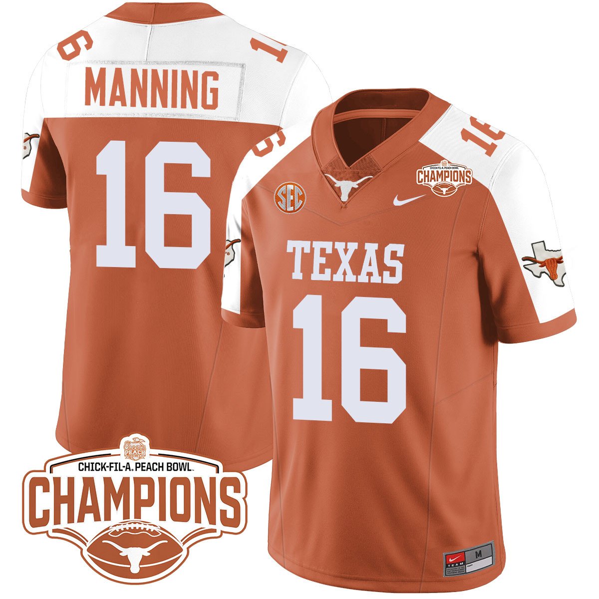 TEX 2024 Peach Bowl Champions Jersey - All Stitched