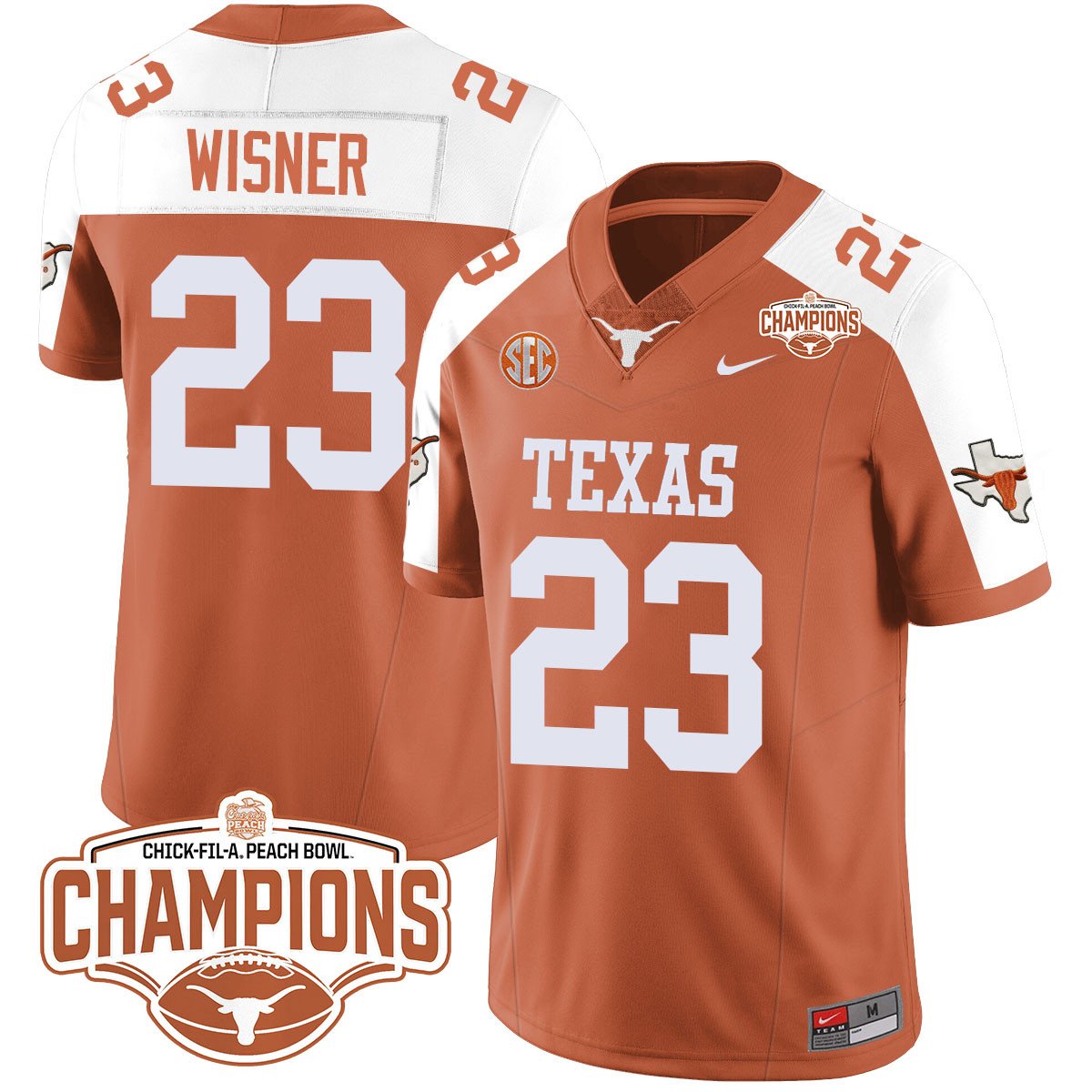 TEX 2024 Peach Bowl Champions Jersey - All Stitched
