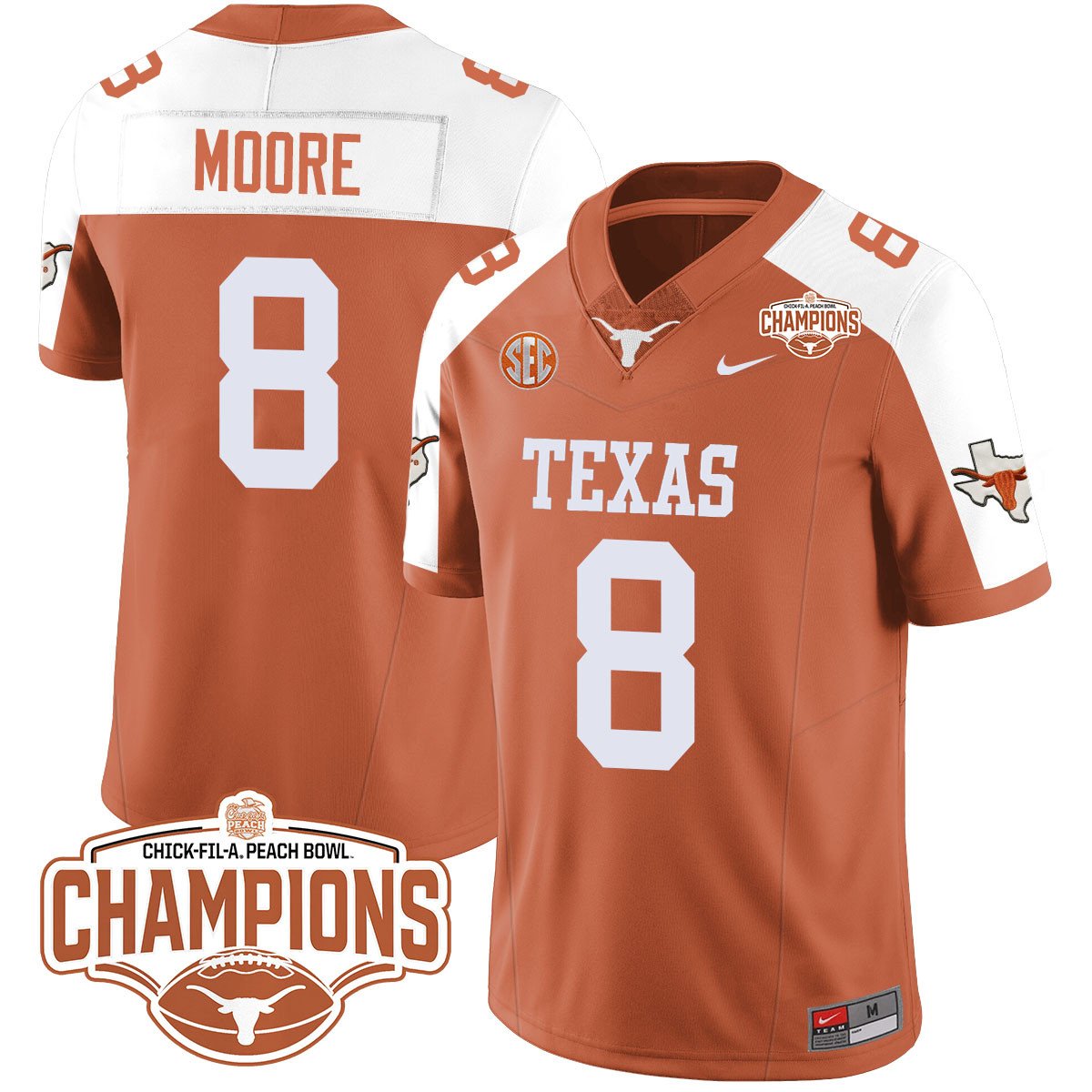 TEX 2024 Peach Bowl Champions Jersey - All Stitched