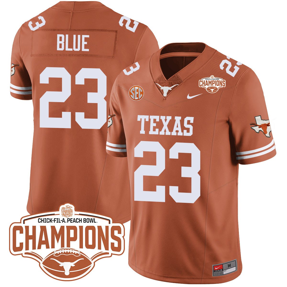 TEX 2024 Peach Bowl Champions Jersey - All Stitched