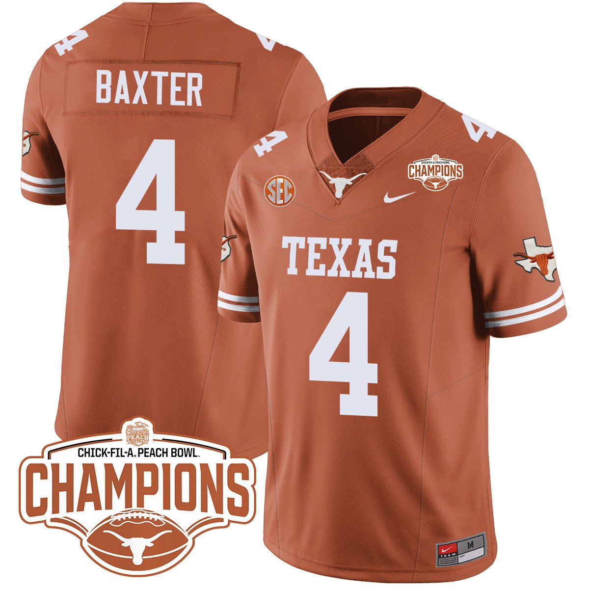 TEX 2024 Peach Bowl Champions Jersey - All Stitched
