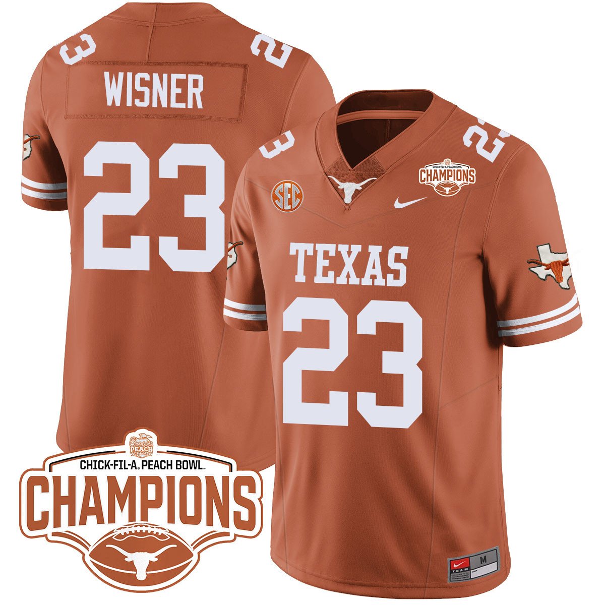 TEX 2024 Peach Bowl Champions Jersey - All Stitched