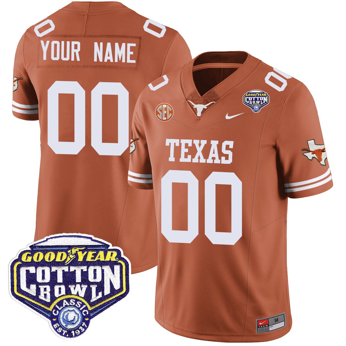 Custom TEX 2024 Cotton Bowl Classic Jersey - All Stitched