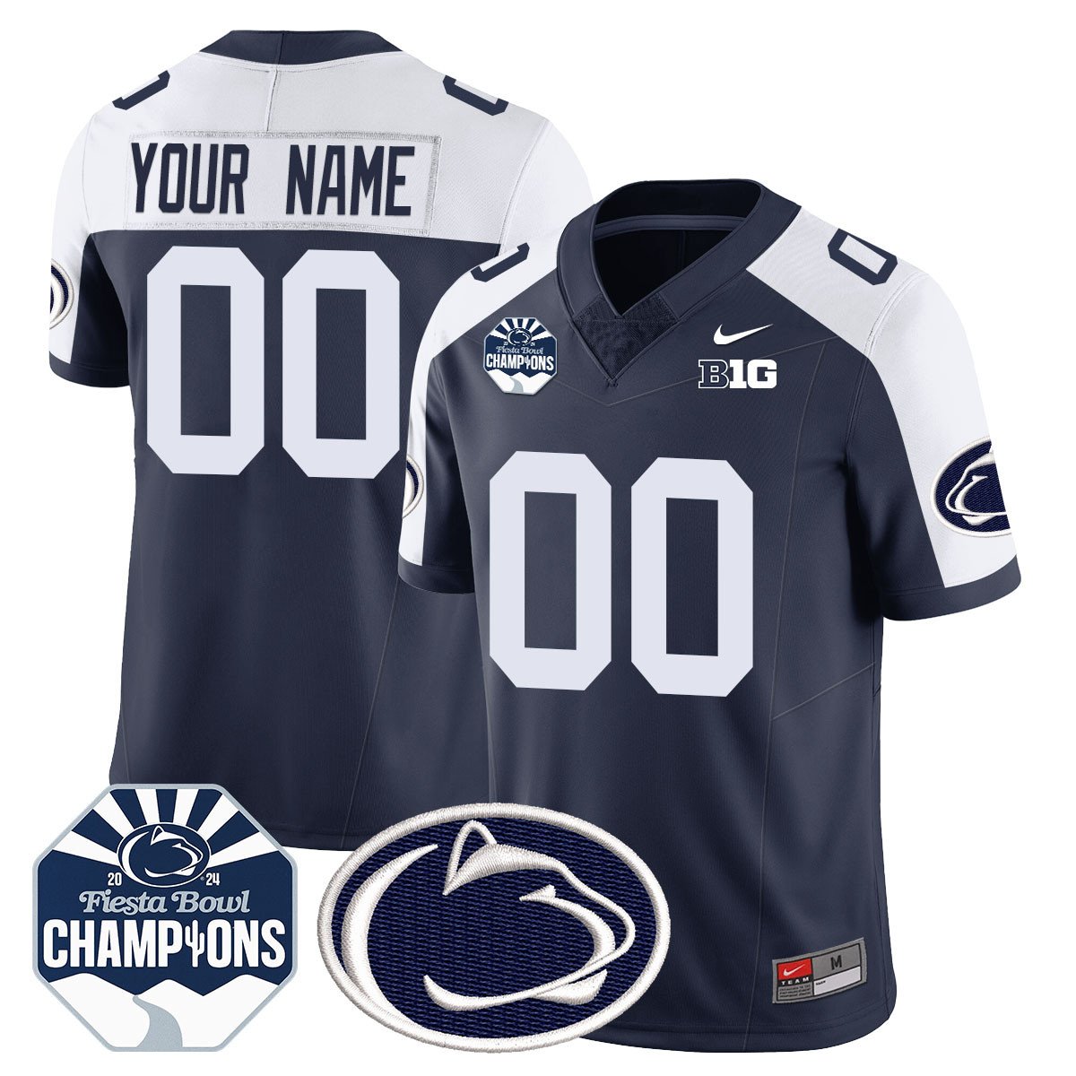 Custom Gender/Name PSU 2024 Fiesta Bowl Champions Jersey - All Stitched
