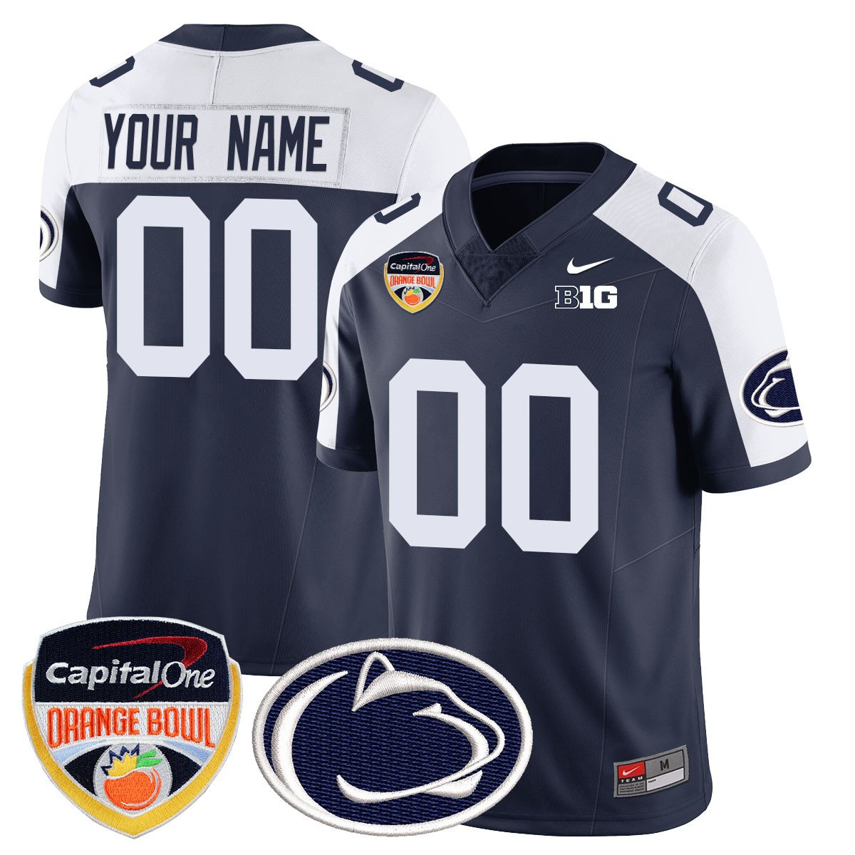 Custom Gender/Name PSU 2024 Orange Bowl Jersey - All Stitched