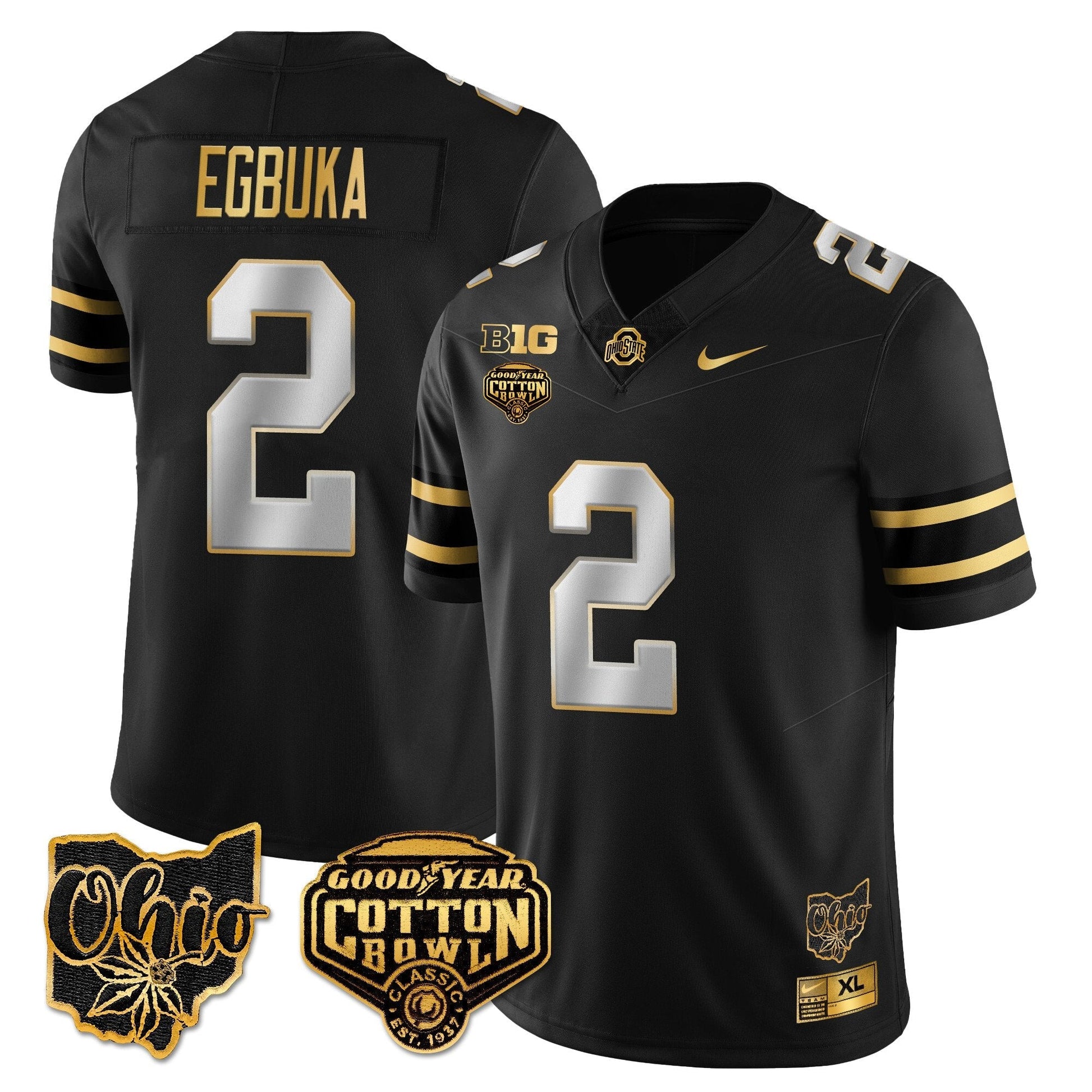 Men's Ohio State Buckeyes 2024 Cotton Bowl Classic Jersey Gold - All Stitched