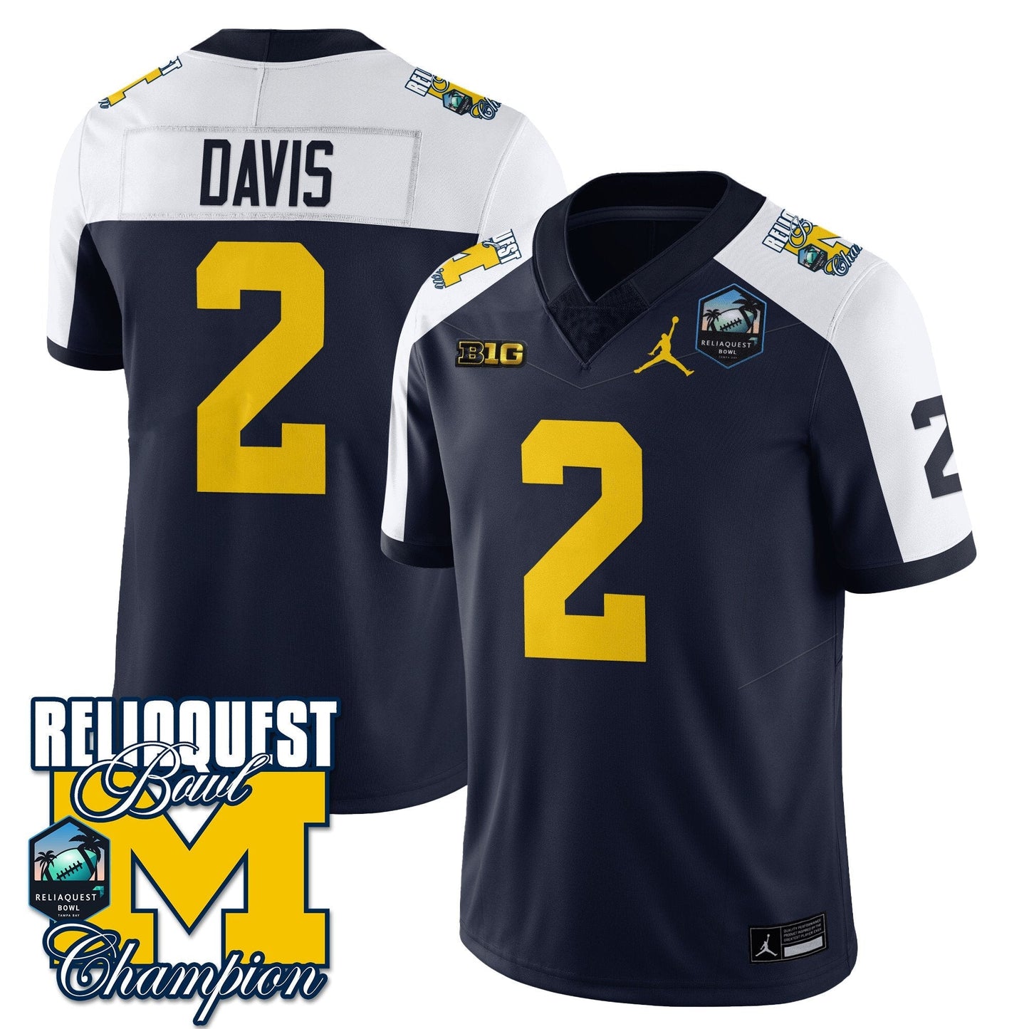 MICH 2024 ReliaQuest Bowl Champions Jersey - All Stitched