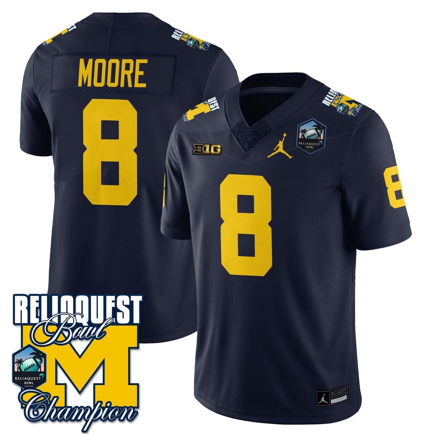MICH 2024 ReliaQuest Bowl Champions Jersey - All Stitched