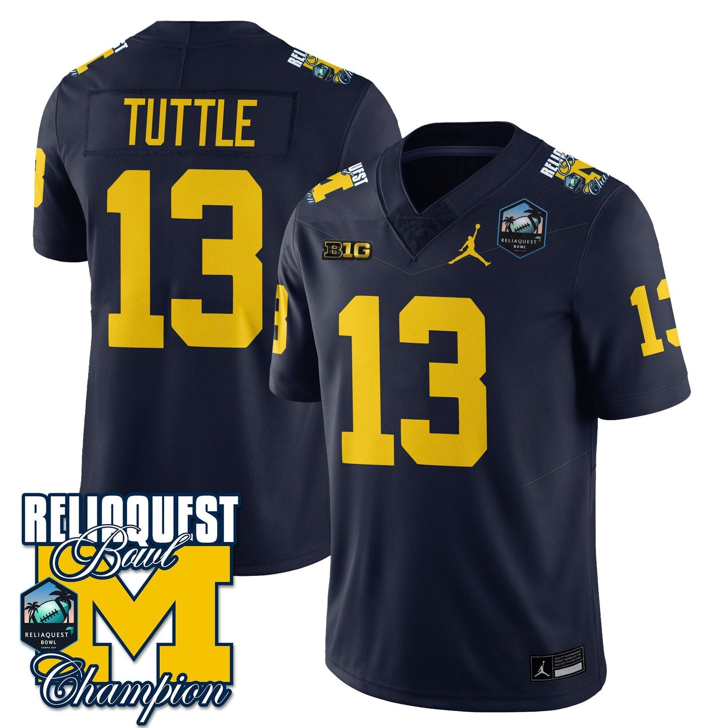 MICH 2024 ReliaQuest Bowl Champions Jersey - All Stitched