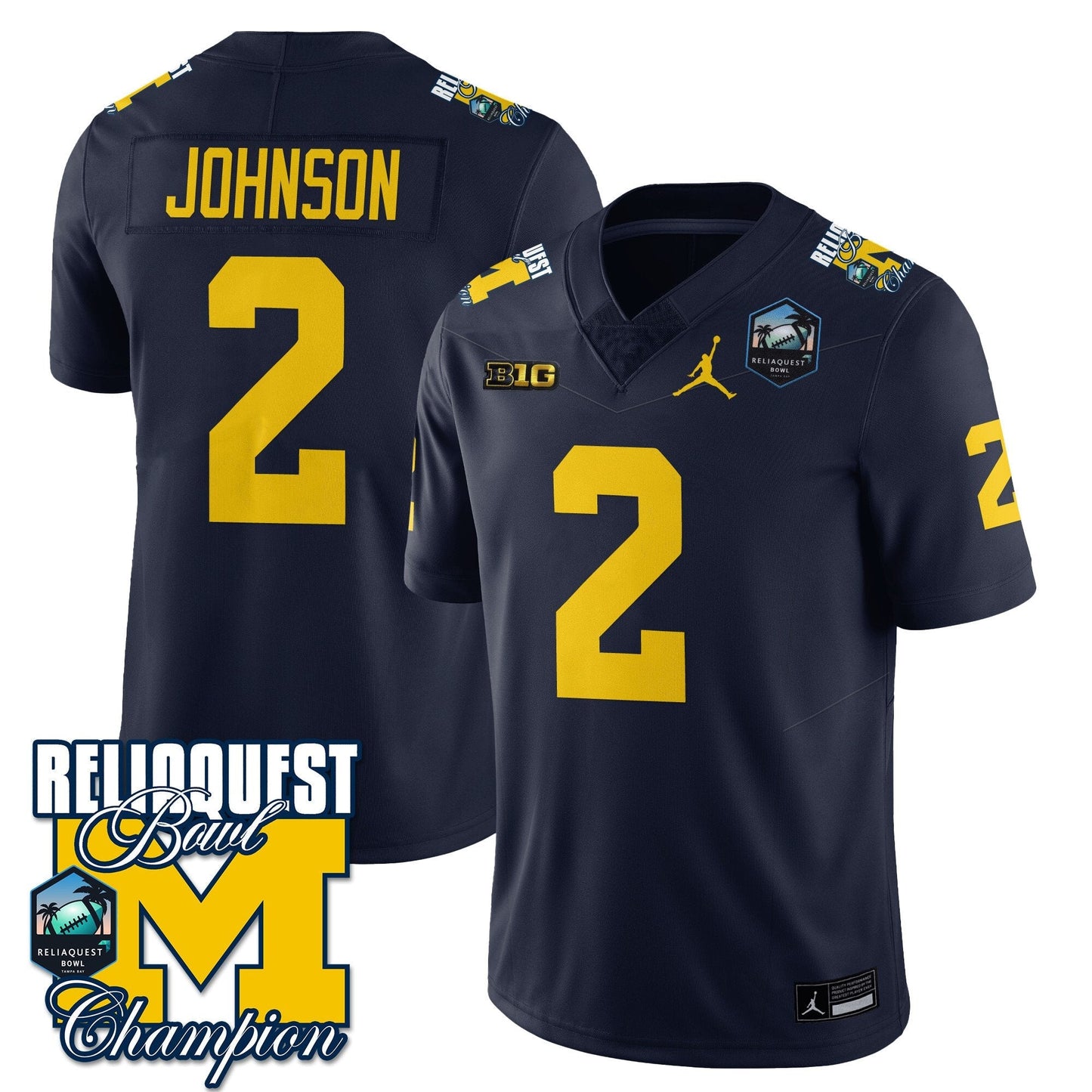 MICH 2024 ReliaQuest Bowl Champions Jersey - All Stitched