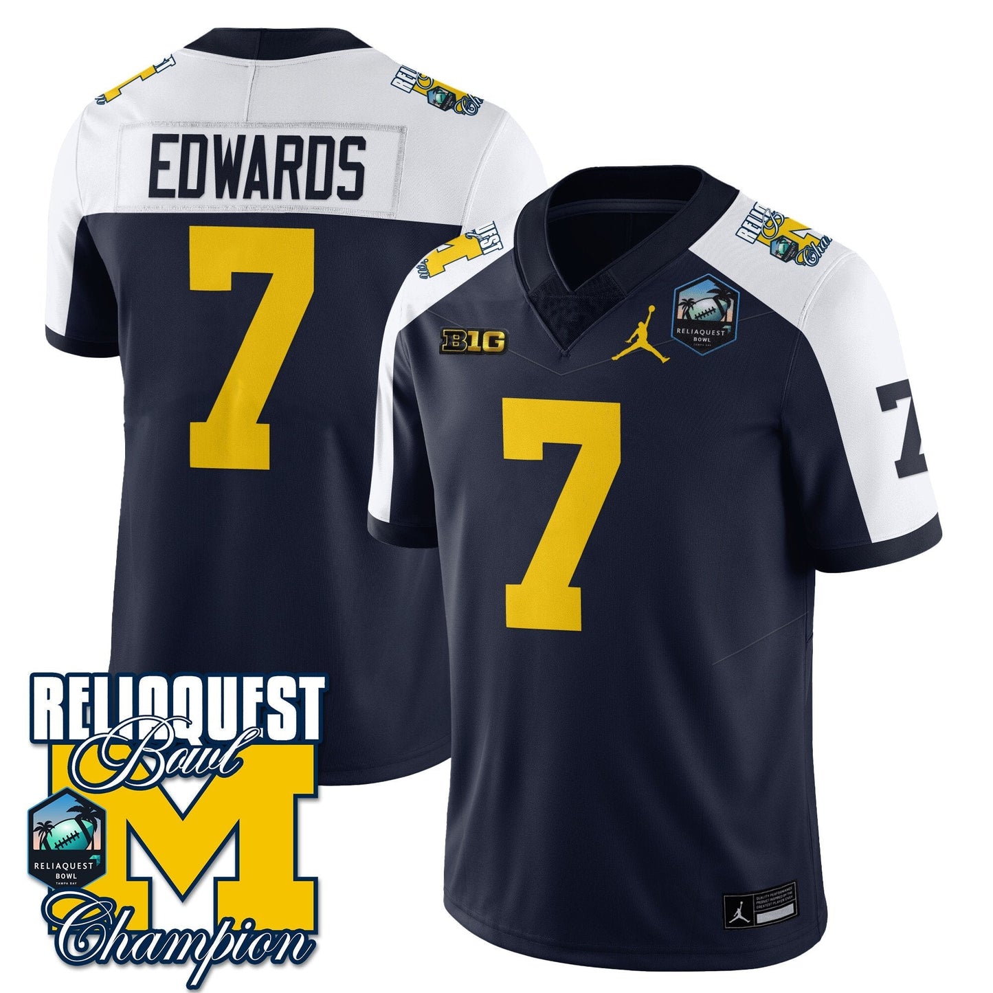 MICH 2024 ReliaQuest Bowl Champions Jersey - All Stitched