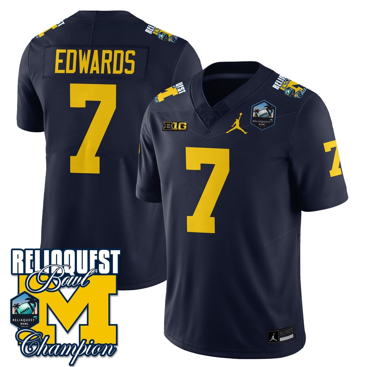 MICH 2024 ReliaQuest Bowl Champions Jersey - All Stitched