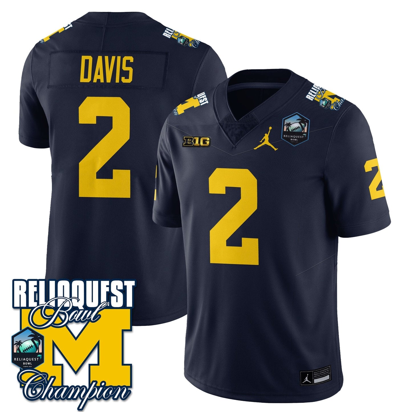 MICH 2024 ReliaQuest Bowl Champions Jersey - All Stitched