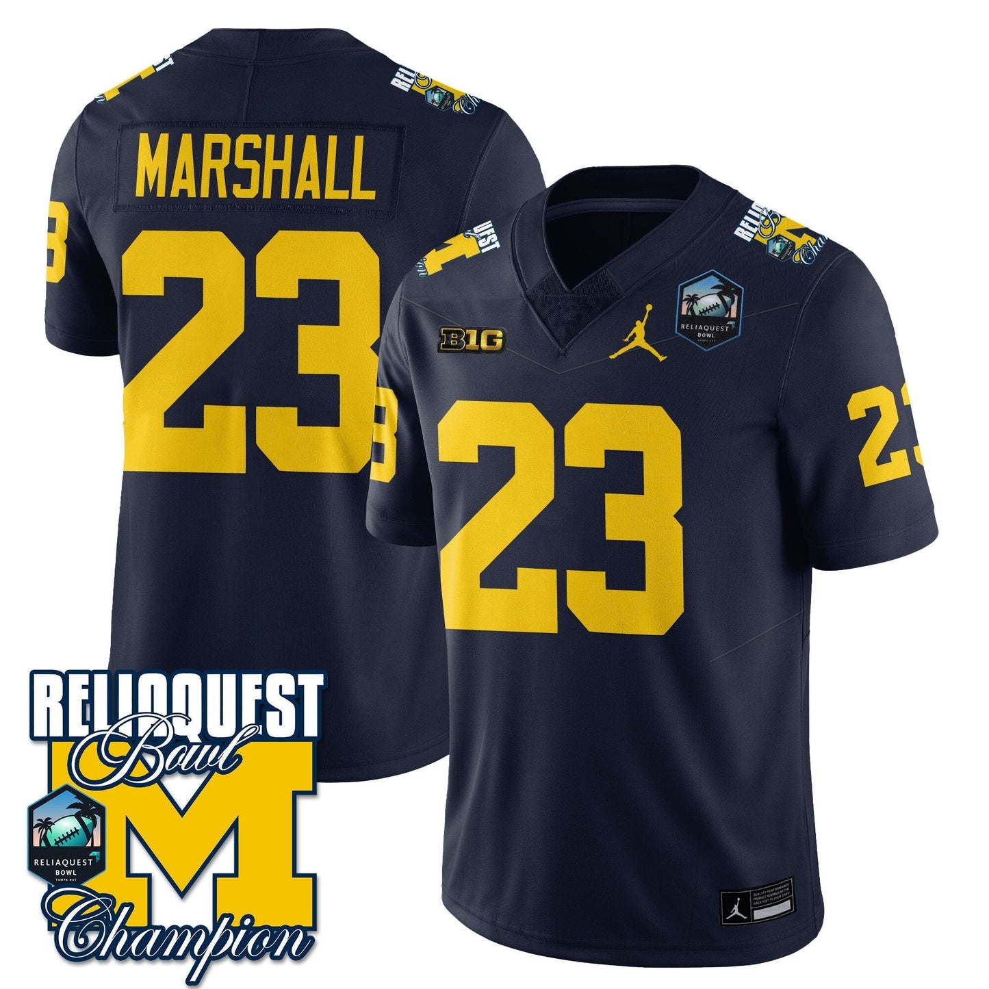 MICH 2024 ReliaQuest Bowl Champions Jersey - All Stitched