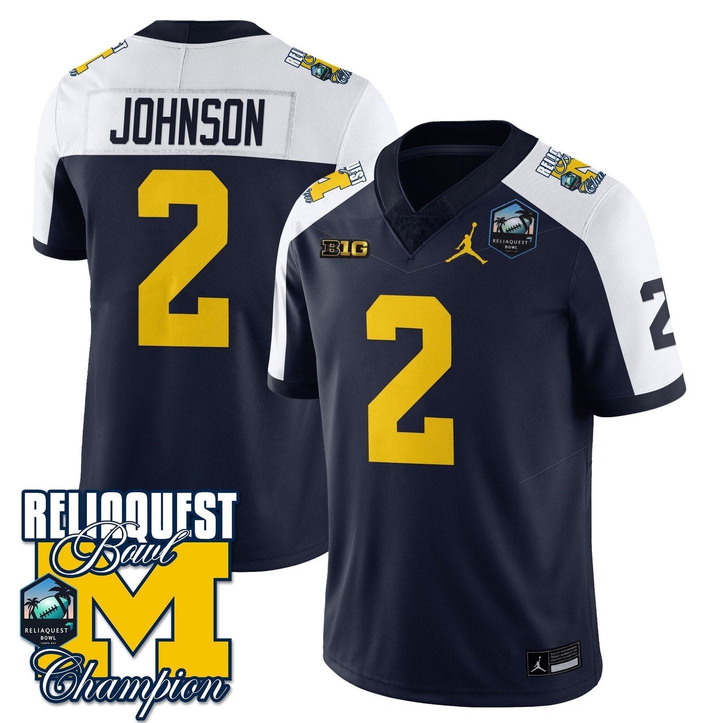 MICH 2024 ReliaQuest Bowl Champions Jersey - All Stitched