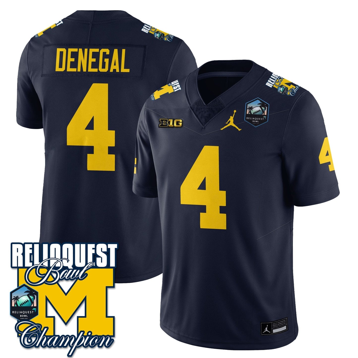 MICH 2024 ReliaQuest Bowl Champions Jersey - All Stitched