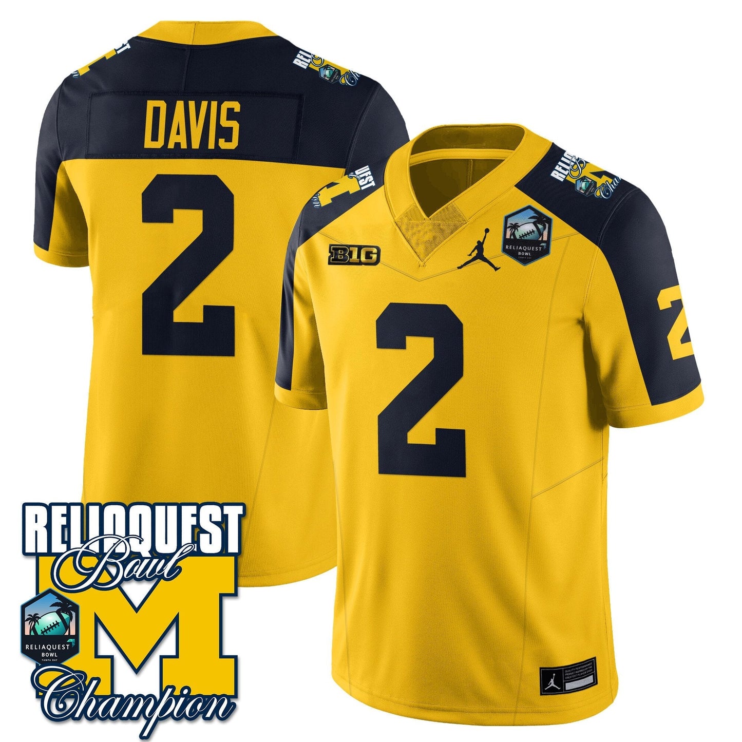 MICH 2024 ReliaQuest Bowl Champions Jersey - All Stitched