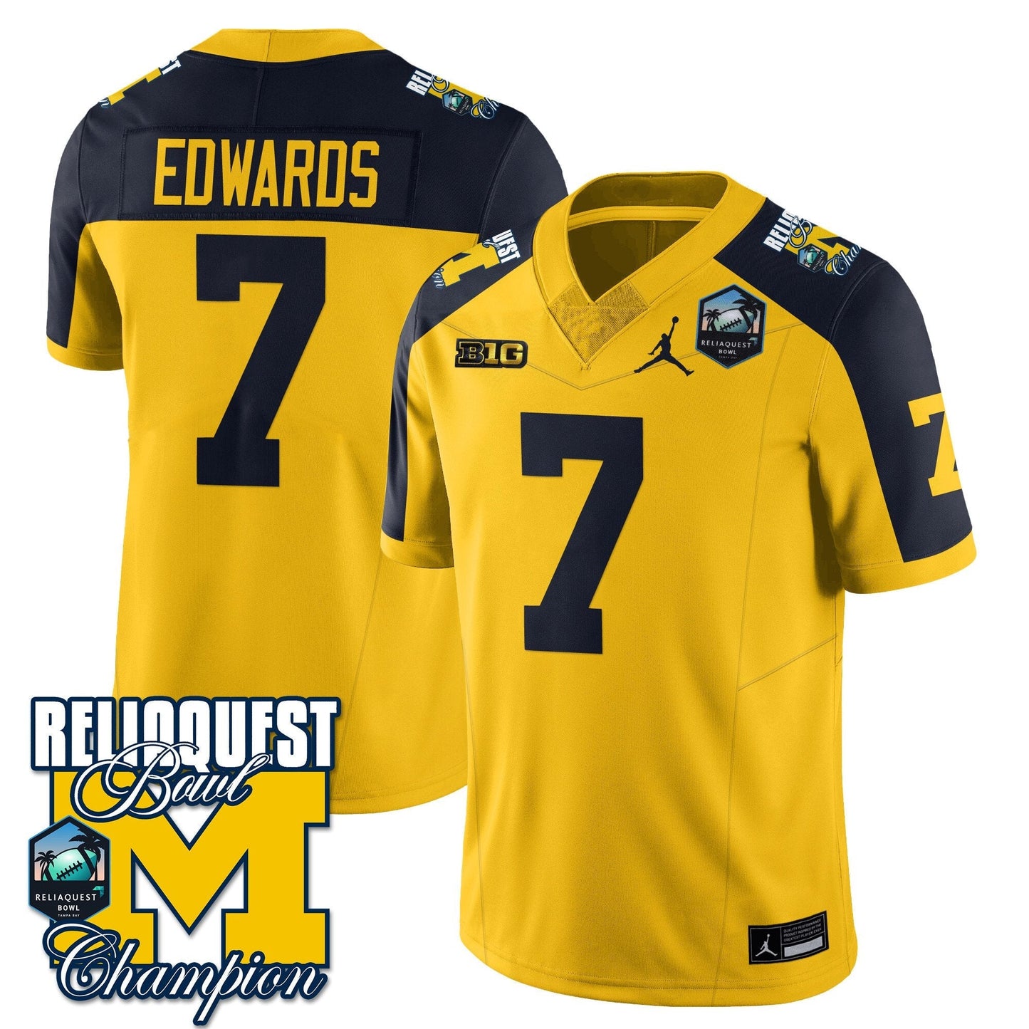 MICH 2024 ReliaQuest Bowl Champions Jersey - All Stitched
