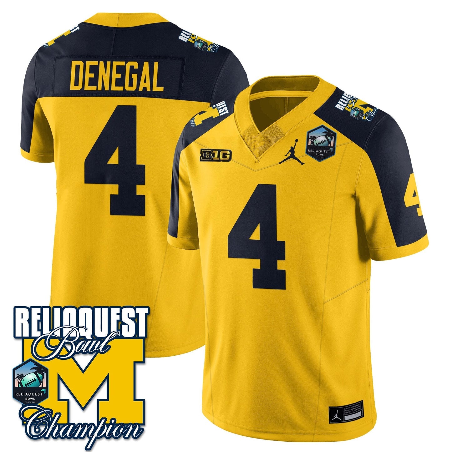 MICH 2024 ReliaQuest Bowl Champions Jersey - All Stitched