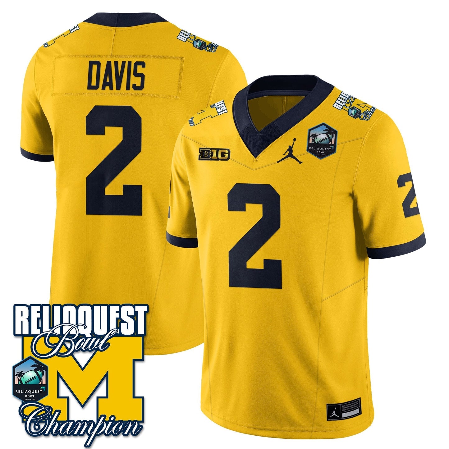 MICH 2024 ReliaQuest Bowl Champions Jersey - All Stitched