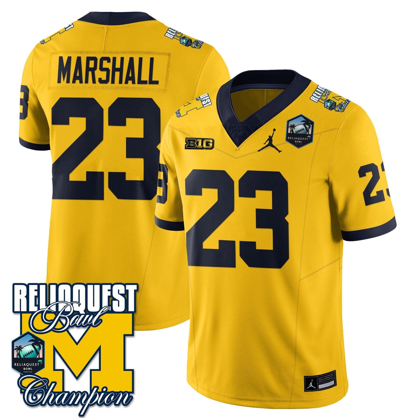 MICH 2024 ReliaQuest Bowl Champions Jersey - All Stitched