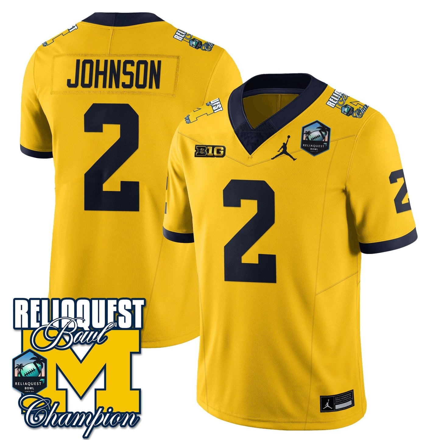 MICH 2024 ReliaQuest Bowl Champions Jersey - All Stitched