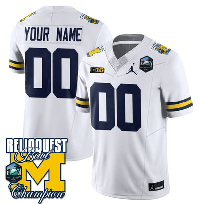 Custom Gender/Name MICH 2024 ReliaQuest Bowl Champions Jersey - All Stitched