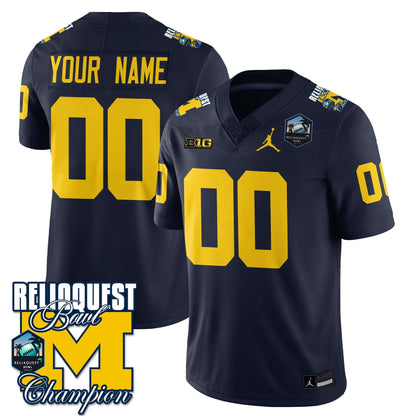 Custom Gender/Name MICH 2024 ReliaQuest Bowl Champions Jersey - All Stitched