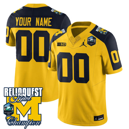 Custom Gender/Name MICH 2024 ReliaQuest Bowl Champions Jersey - All Stitched