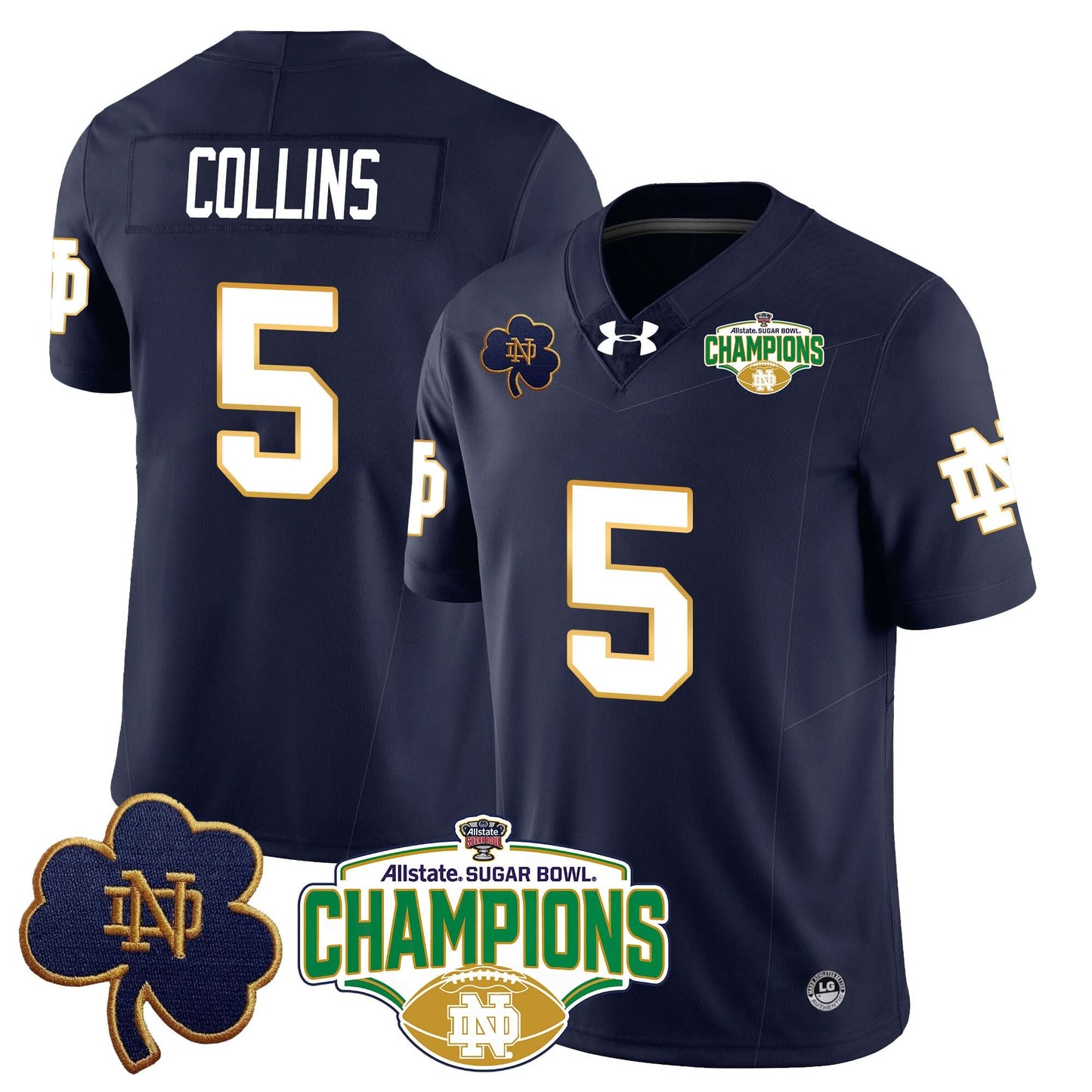Notre Dame Fighting Irish 2025 Sugar Bowl Champions Jersey - All Stitched