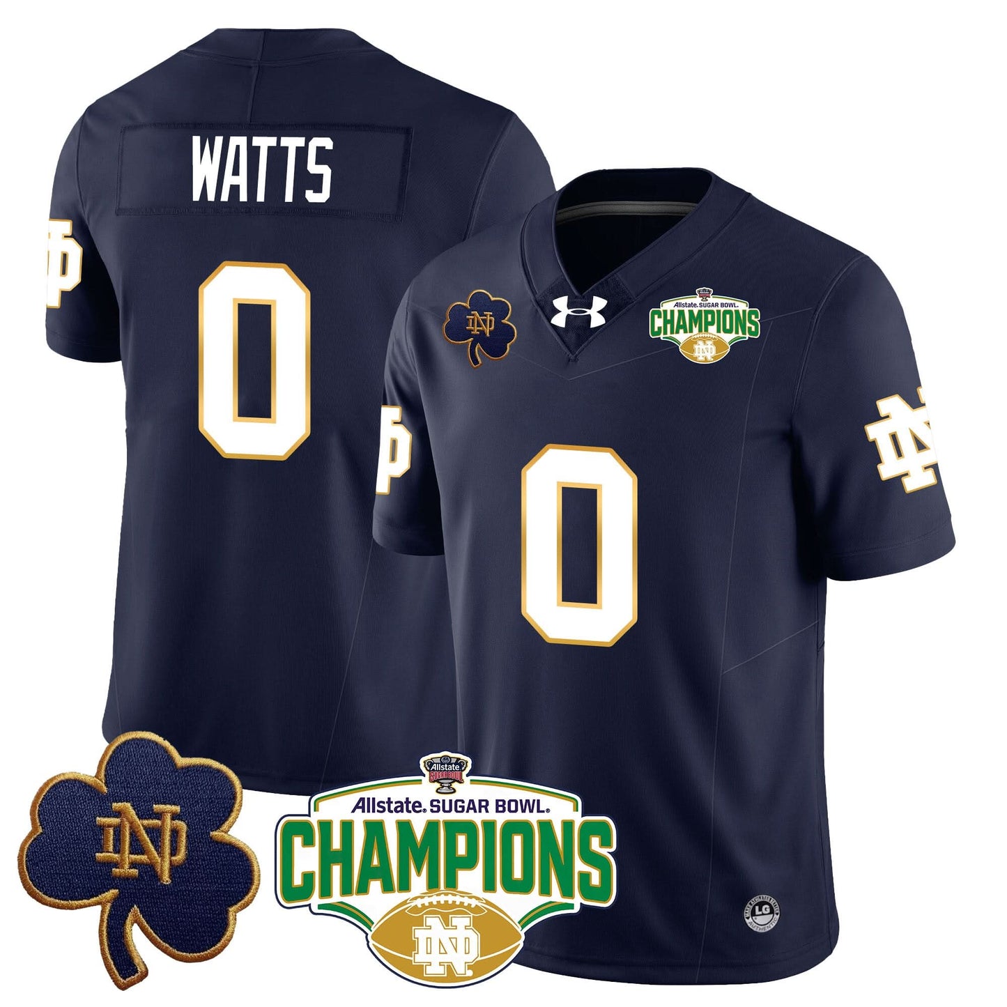 Notre Dame Fighting Irish 2025 Sugar Bowl Champions Jersey - All Stitched