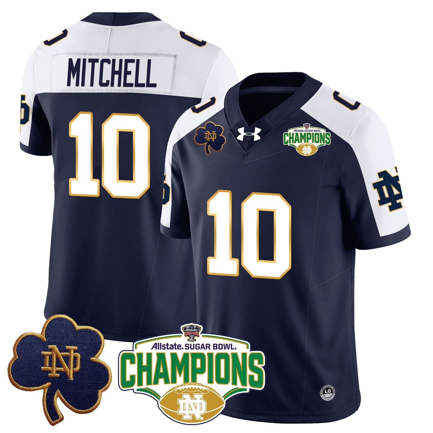 Notre Dame Fighting Irish 2025 Sugar Bowl Champions Jersey - All Stitched