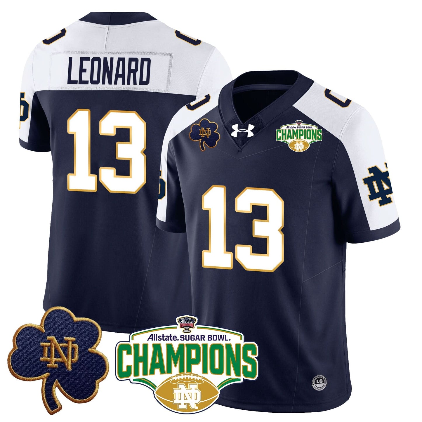 Notre Dame Fighting Irish 2025 Sugar Bowl Champions Jersey - All Stitched