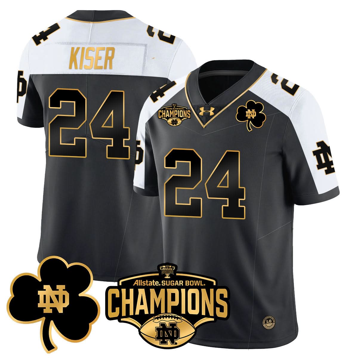 Notre Dame Fighting Irish 2025 Sugar Bowl Champions Gold Jersey - All Stitched