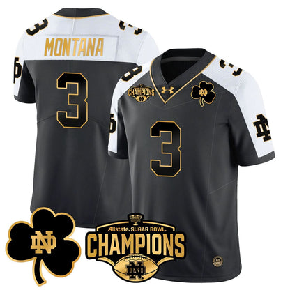 Notre Dame Fighting Irish 2025 Sugar Bowl Champions Gold Jersey - All Stitched