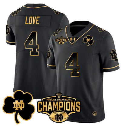 Notre Dame Fighting Irish 2025 Sugar Bowl Champions Gold Jersey - All Stitched