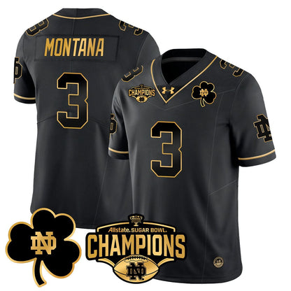 Notre Dame Fighting Irish 2025 Sugar Bowl Champions Gold Jersey - All Stitched
